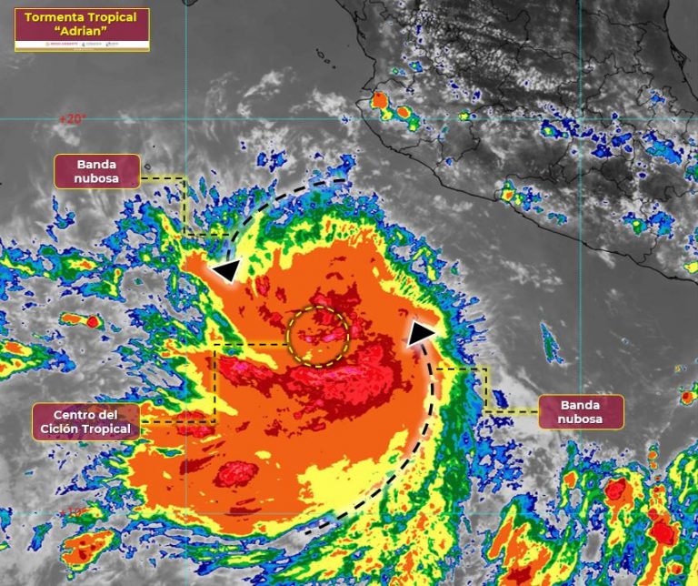 Avanza tormenta ‘Adrián’ frente a costas de Colima y Michoacán