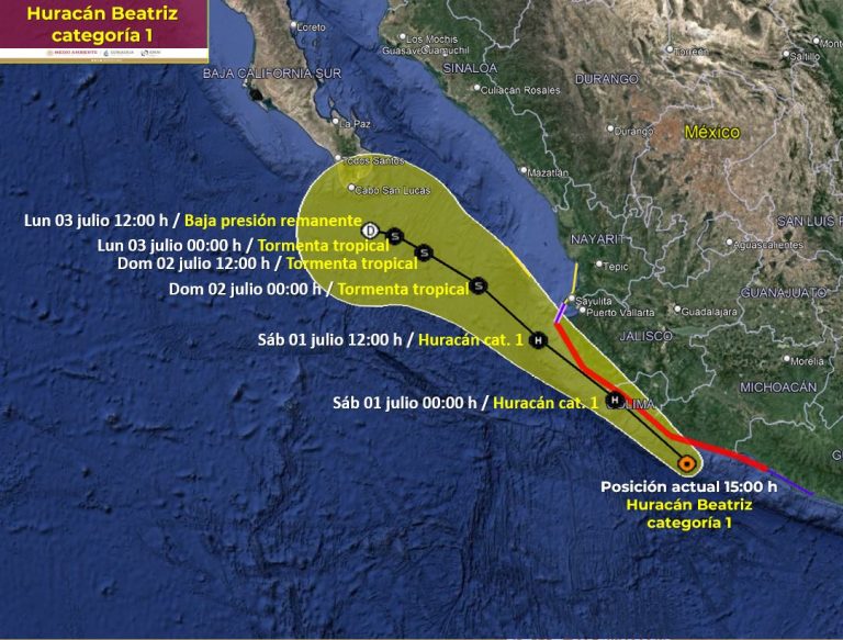 Huracán ‘Beatriz’ se localiza muy cerca de Michoacán