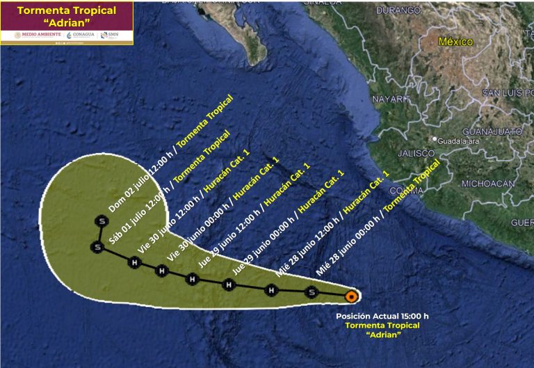 Se forma la tormenta tropical Adrián en el Pacífico