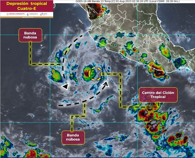 Depresión tropical 5-E al sur de Colima y Jalisco