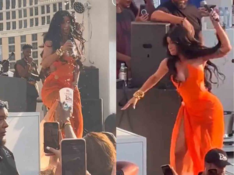 Lanzan una bebida a Cardi B durante su concierto y la cantante le tira micrófono