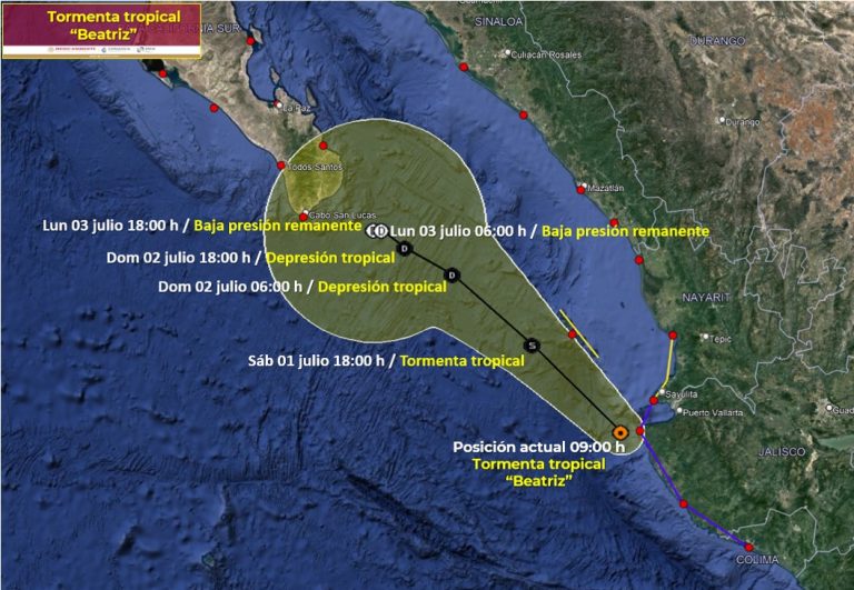 Tormenta ‘Beatriz’ frente a la costa norte de Jalisco