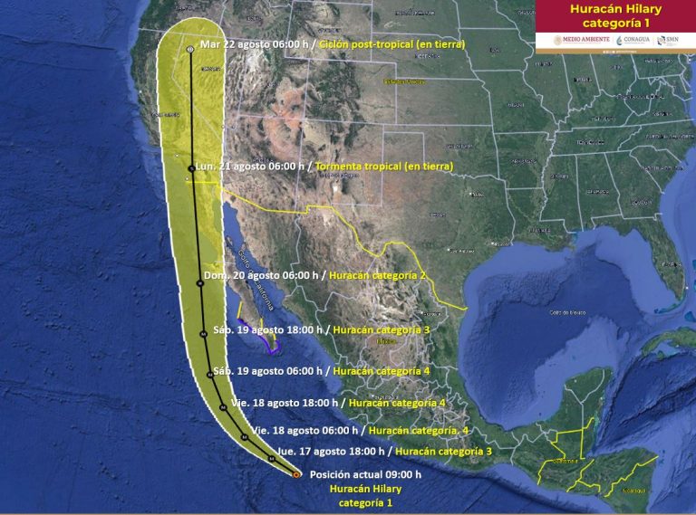 Se intensificaría Hilary a huracán categoría 2 en próximas horas