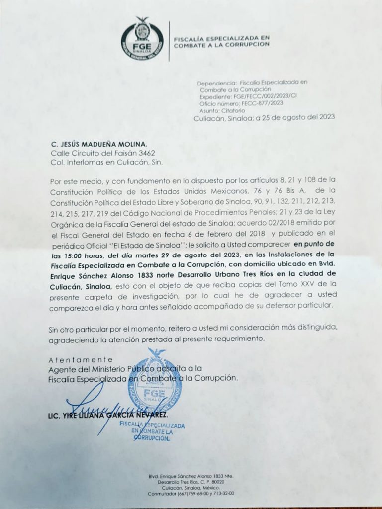 La UAS ha cumplido en tiempo y forma con citatorios de la Fiscalía