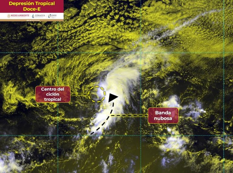 Se forma la depresión tropical 12-E en el Pacífico
