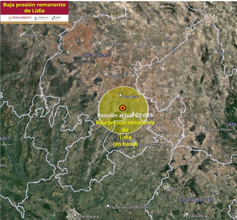 Se debilita ‘Lidia’ a una baja presión remanente
