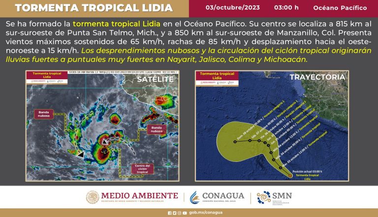Se forma la tormenta tropical ‘Lidia’