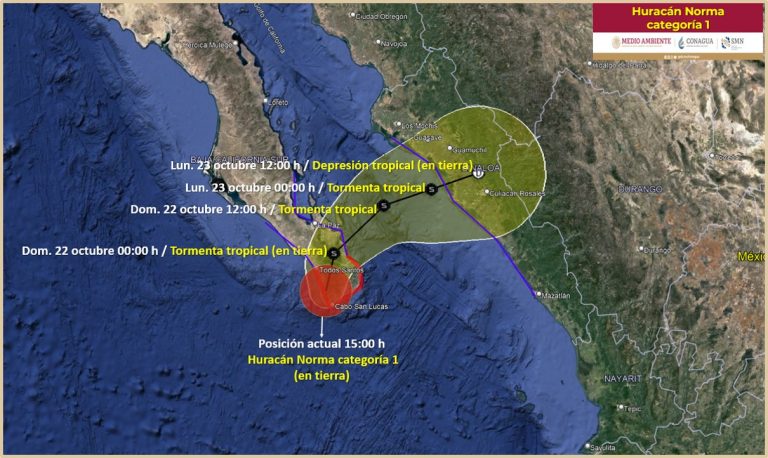 Toca huracán ‘Norma’ tierra en BCS y se dirige a Sinaloa