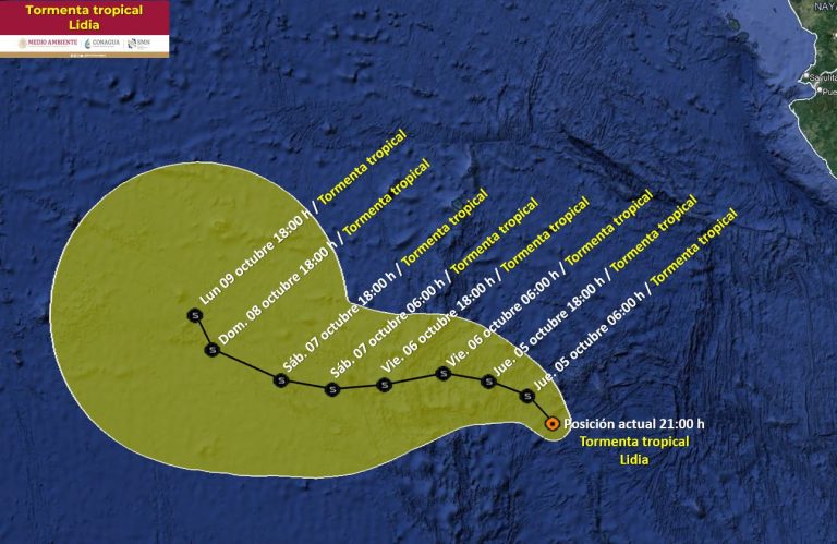 Se ubica tormenta ‘Lidia’ al sur de Baja California Sur