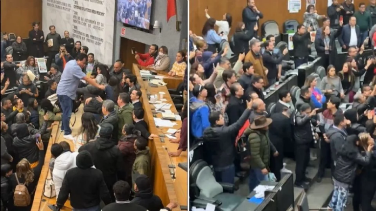 Dan portazo y lanzan bombas de humo en Congreso de NL