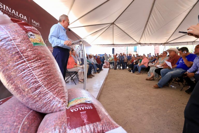 Entrega Rocha semillas a temporaleros