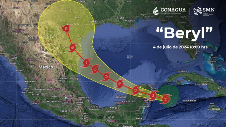 Regresa Beryl a huracán categoría 3 rumbo a Tulum