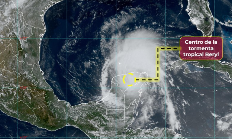 Se debilita Beryl a tormenta tropical