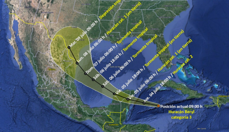 Prevén impacte Beryl en México en categoría 2