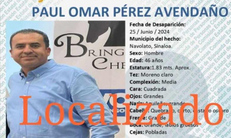 Está sano y salvo profesor desaparecido en Navolato: DH