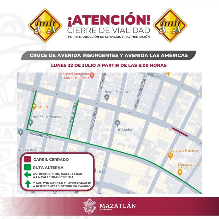 ¿Vas a Mazatlán? Hay cierre de calles por 10 días
