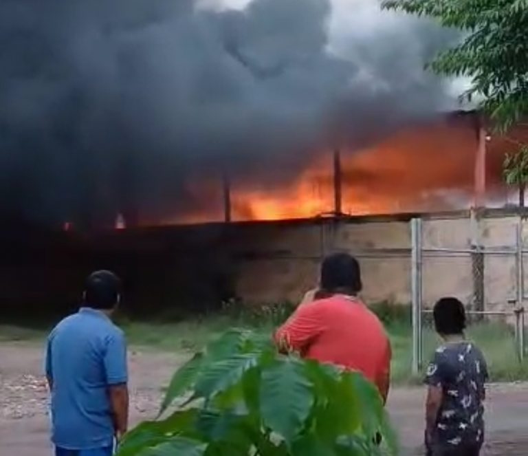 Arrasa incendio con empaque agrícola en Villa Juárez, Navolato