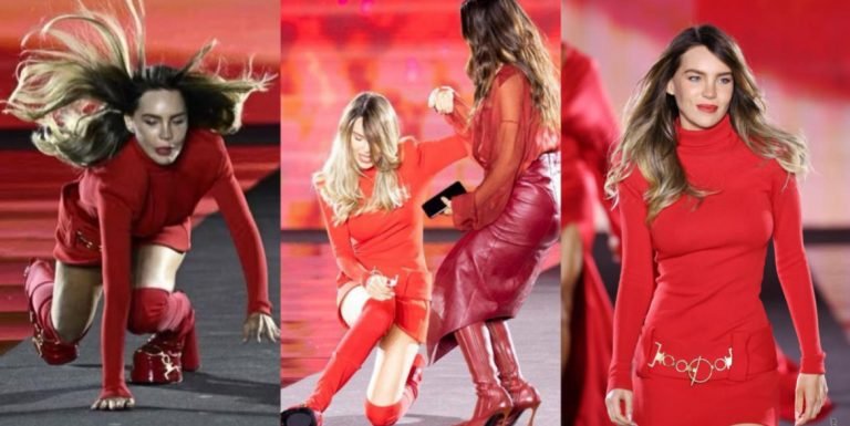 Se cae Belinda en pasarela