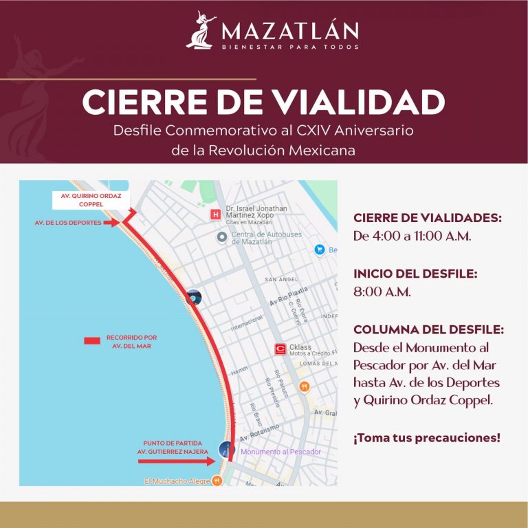 Cerrará Mazatlán calles por desfile en el Centro