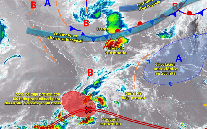 Se desplaza potencial ciclón al sur de Michoacán y Colima