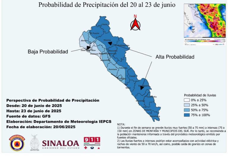 Alto pronóstico de lluvias durante fin de semana