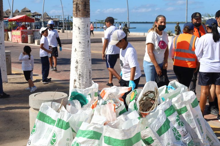 Colectan en Altata 5 toneladas de basura, de entre las piedras