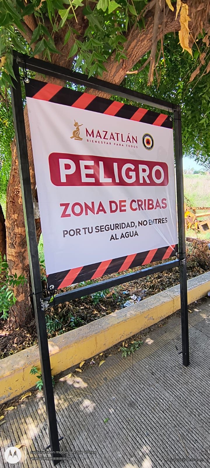 Alertan a bañistas por cribas en río