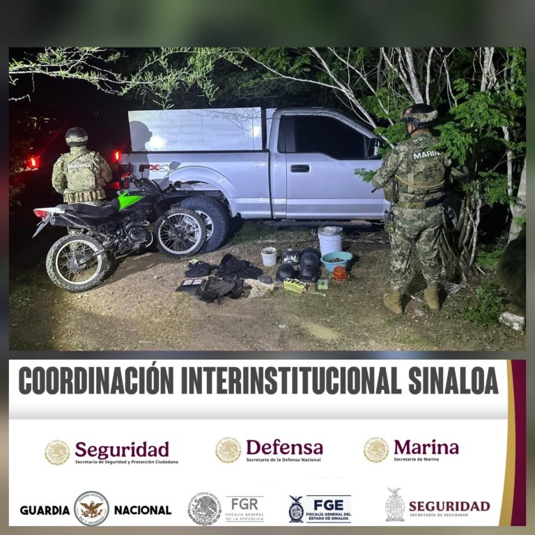 Decomisan vehículos, armas, municiones y equipo táctico en Mocorito