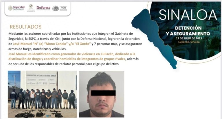 Capturan a objetivo prioritario en Culiacán