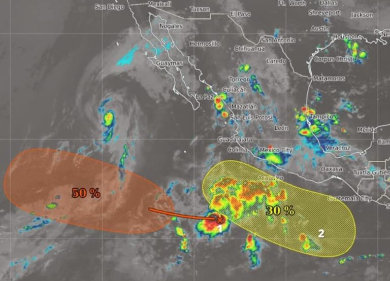 Alerta en el Pacífico por 2 potenciales ciclones