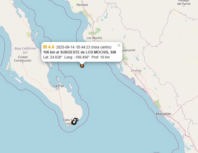 Se registra sismo frente a Ahome; van 113 micro sismos en 2 días