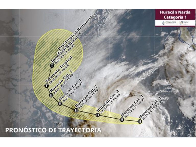 Se mantiene Narda como huracán 1 al sur de BCS