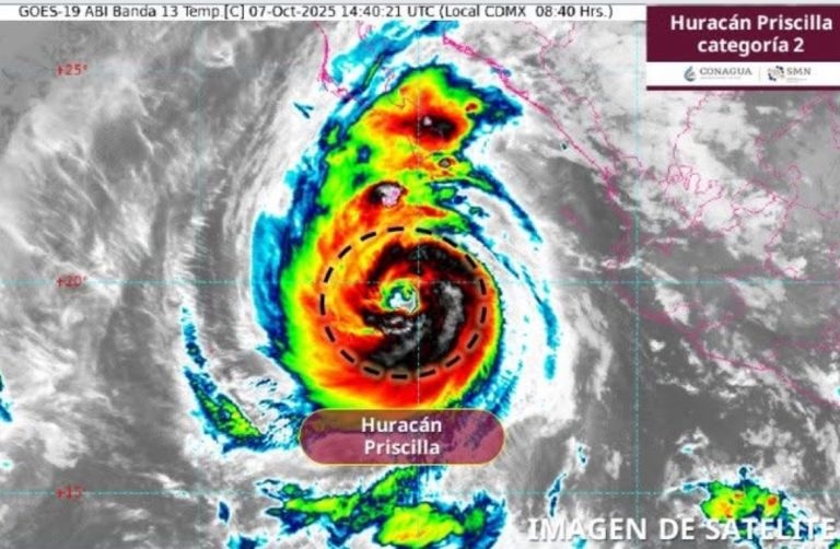 Huracán Priscila sería categoría 3 en las próximas horas