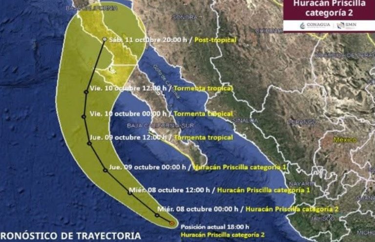Se mantiene huracán Priscila en categoría 2