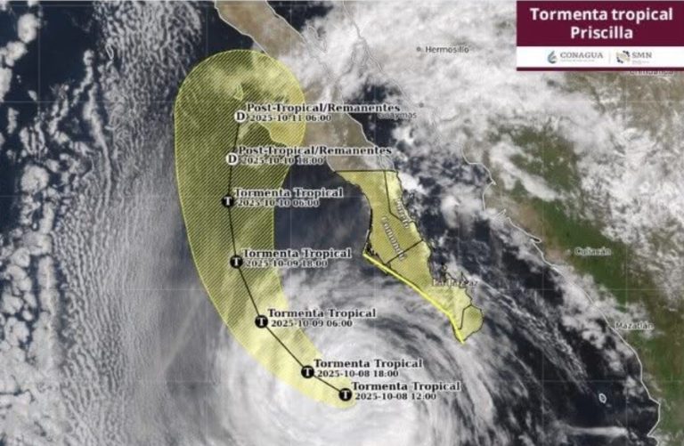 Pierde Priscila fuerza; ahora es tormenta tropical