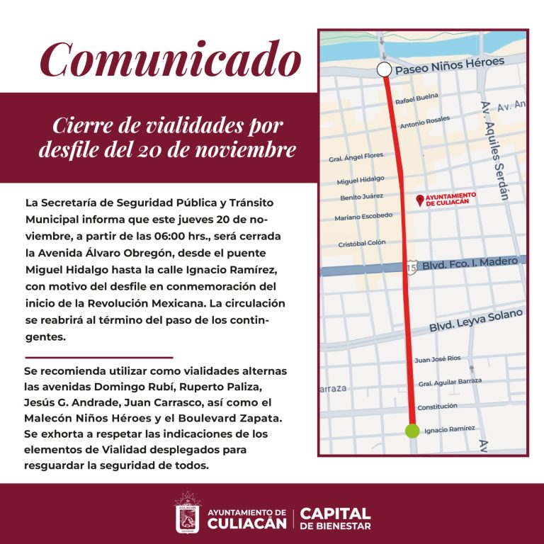 Cerrarán la Obregón este jueves; aquí vías alternas