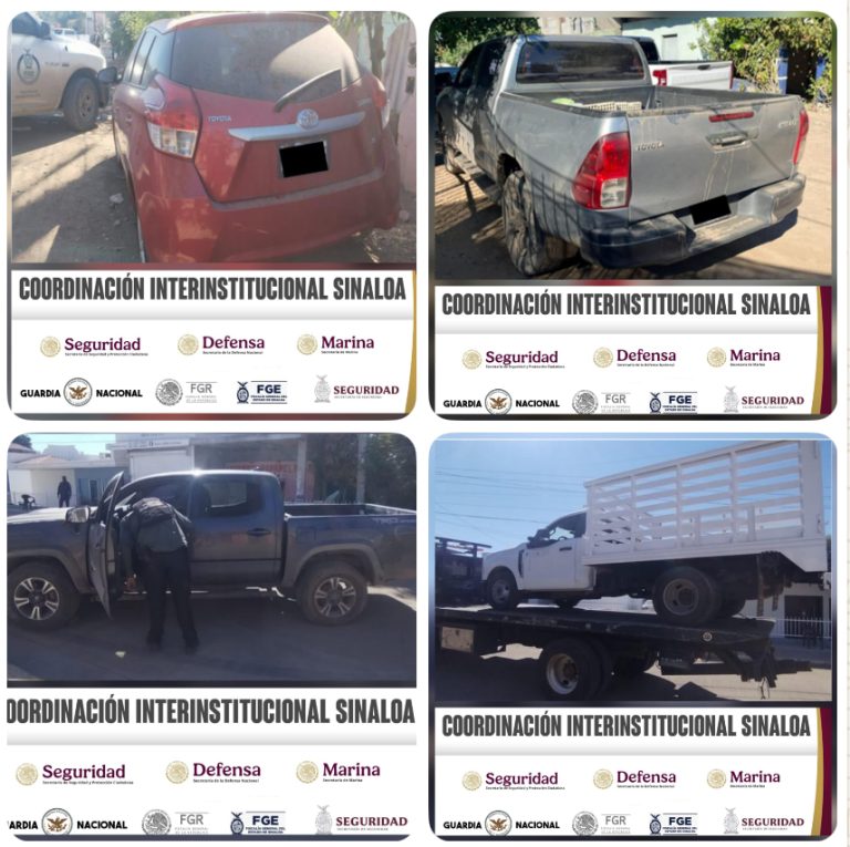 Recuperan en Navolato 4 vehículos robados