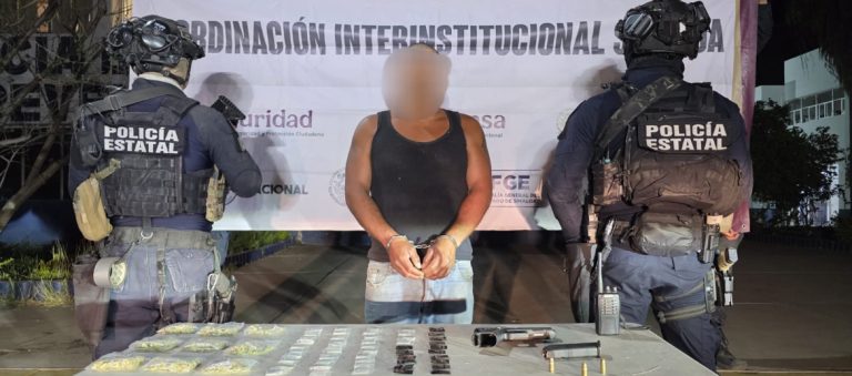 Lo detienen en ‘El Tigre’, Navolato con municiones y droga