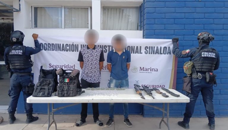 Los arrestan en Culiacancito con armas, cargadores, cartuchos, drogas y chalecos