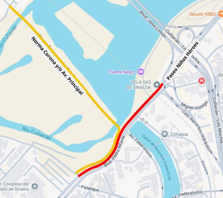 Habrá cierre parcial y temporal a la circulación por construcción del puente Pedro Infante-Malecón margen izquierdo