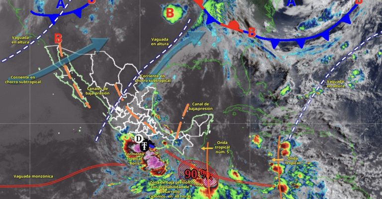 Tocaría Boris tierra este martes con lluvias torrenciales en 5 estados