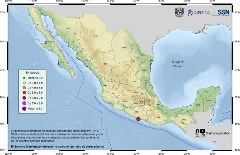 Registra Guerrero sismo de 5.2 en la costa