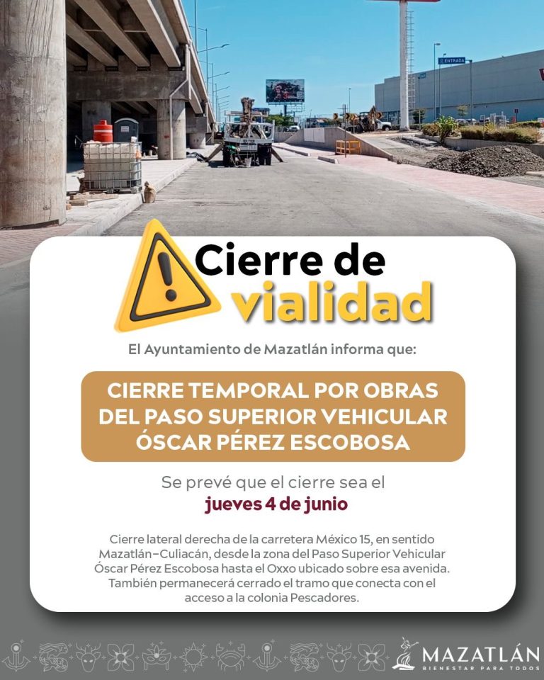 Cierran temporalmente en Mazatlán lateral de la carretera México 15