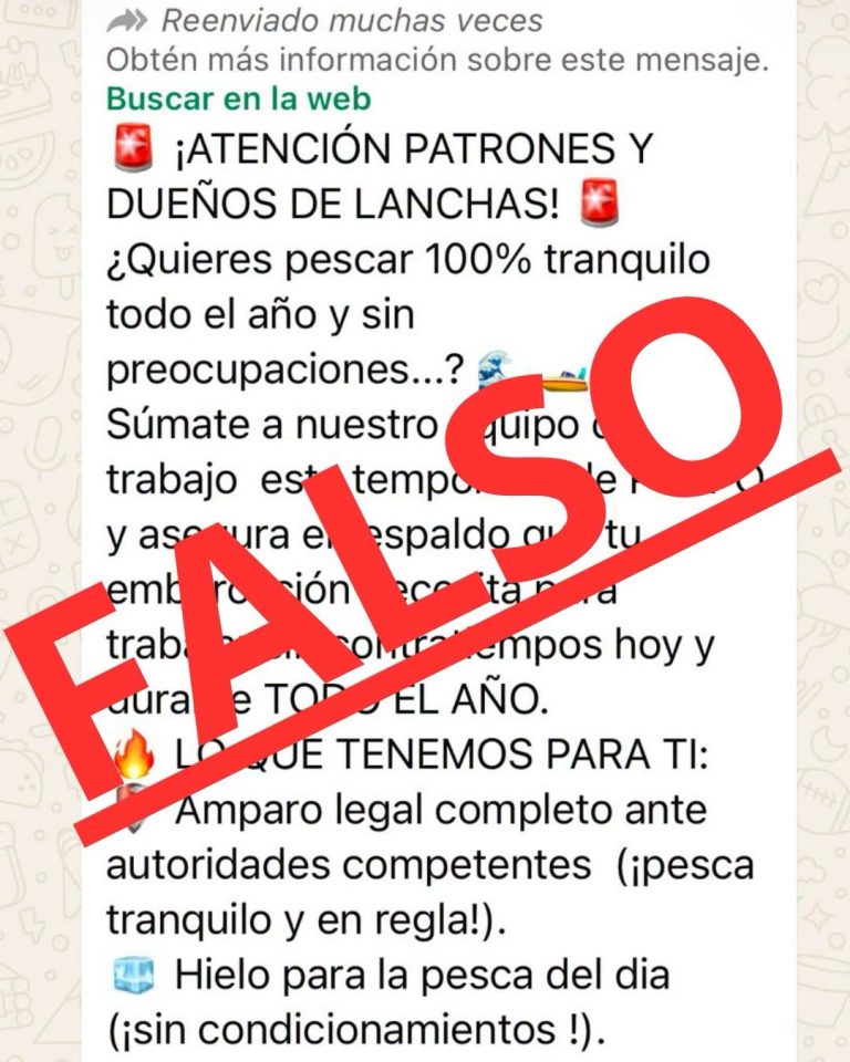 Advierte Conapesca de falsos apoyos a pescadores ribereños