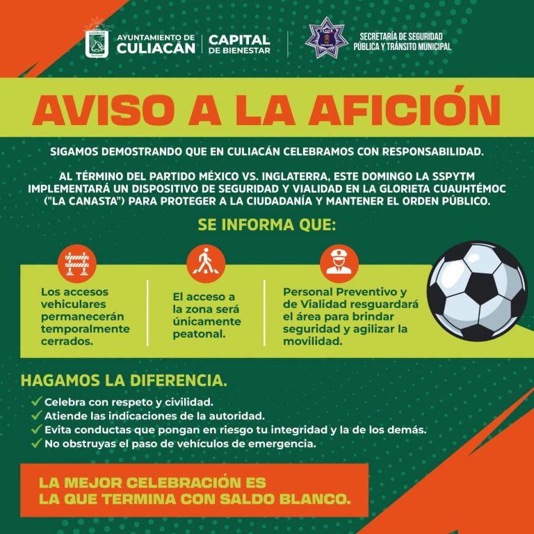 Cerrará Culiacán ‘La Canasta’ tras partido México-Inglaterra