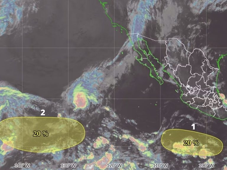 En vigilancia dos zonas de baja presión en el Pacífico