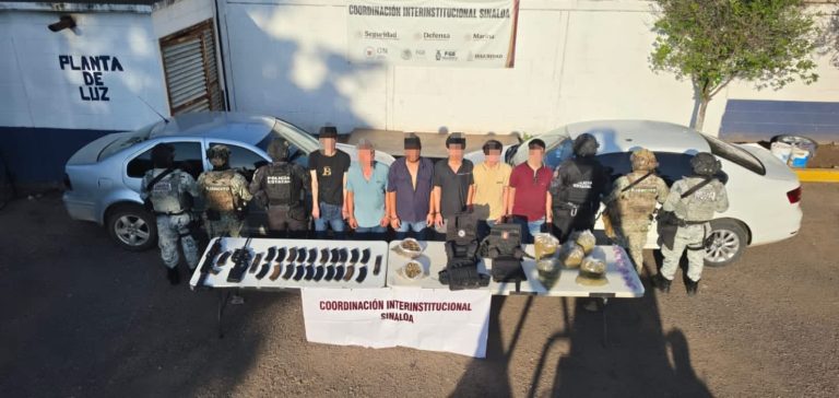 Detienen a 6 armados, uno es menor, y con presunta droga en Culiacán 