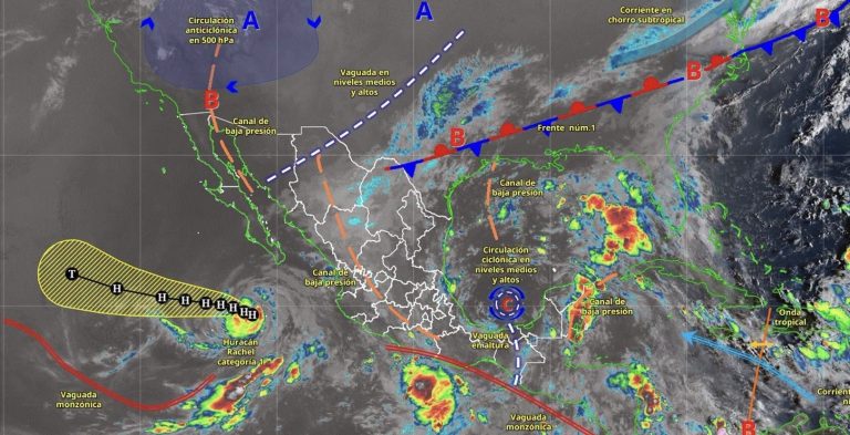 Se desplaza huracán Rachel al oeste