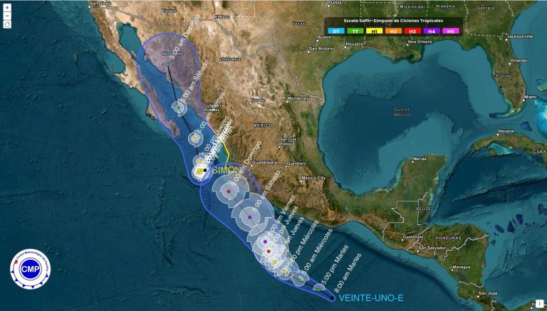 Apunta huracán Simón a Sonora; se forma otra tormenta