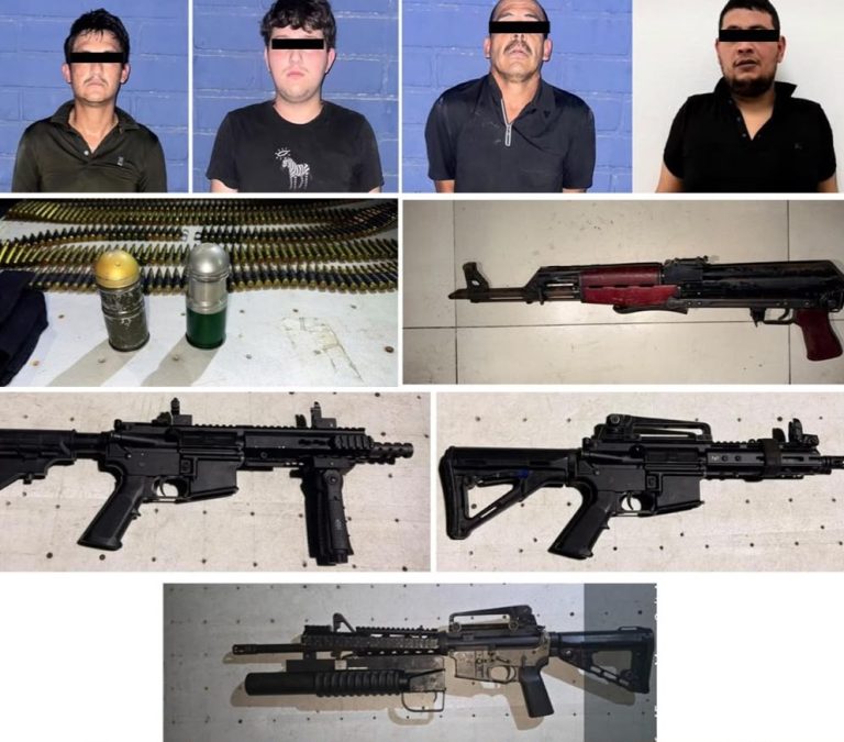 Arrestan a 4 civiles con fusiles, granadas y presunta droga